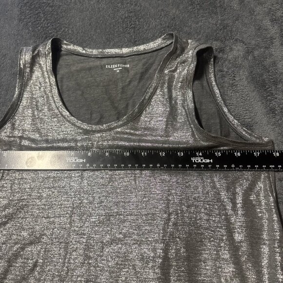 EILEEN FISHER $118 Metallic Sheen 100% Organic Linen Tank Top Size Xs - Picture 3 of 6